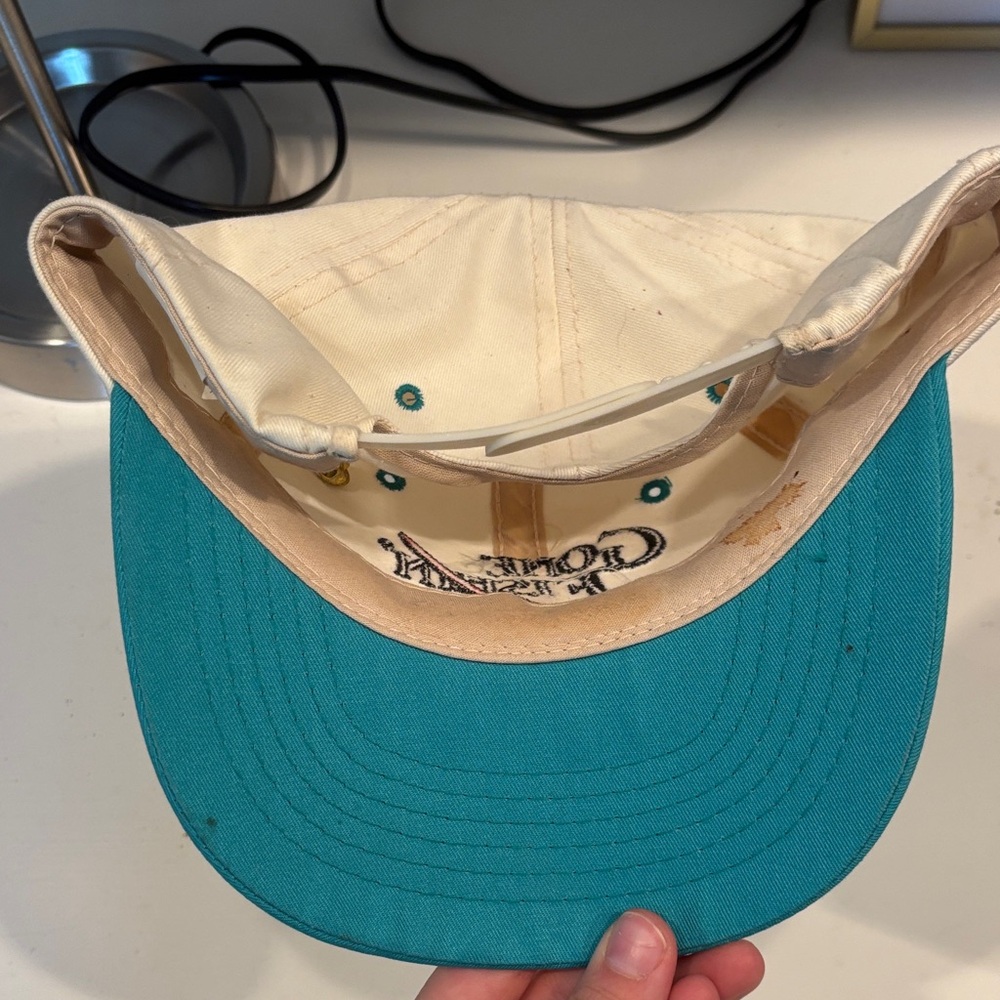 Gone Fishin' vintage White and Teal Cap - Picture 3 of 5